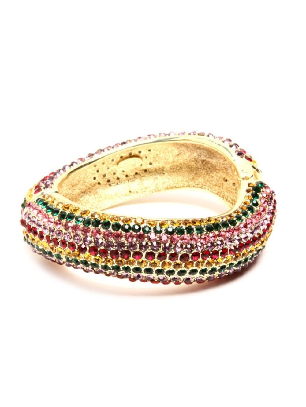 Amrita Singh Gold Rainbow Crystal Priscilla Wavy Hinged Bracelet BRC 119 NWT